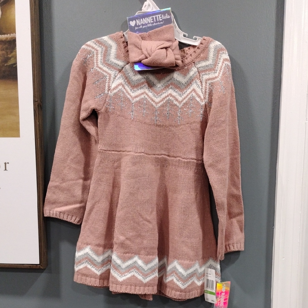 Nannette Blush Knit Dress with Bow